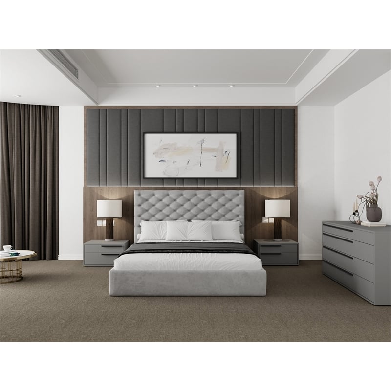 Casabianca Home Carter Left Nightstand in Gray Matte