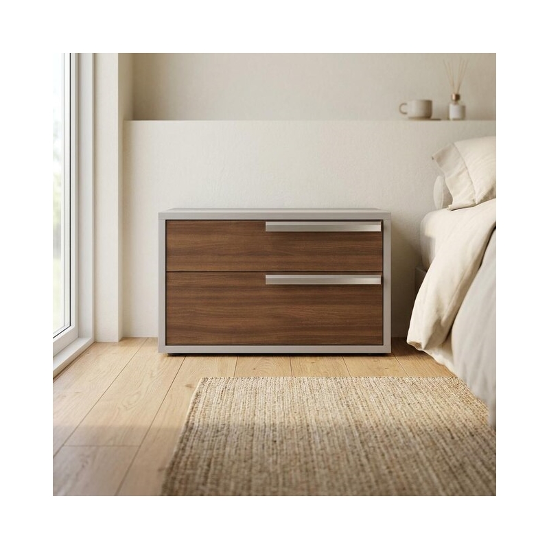 casabianca home carter right nightstand in walnut-taupe matte