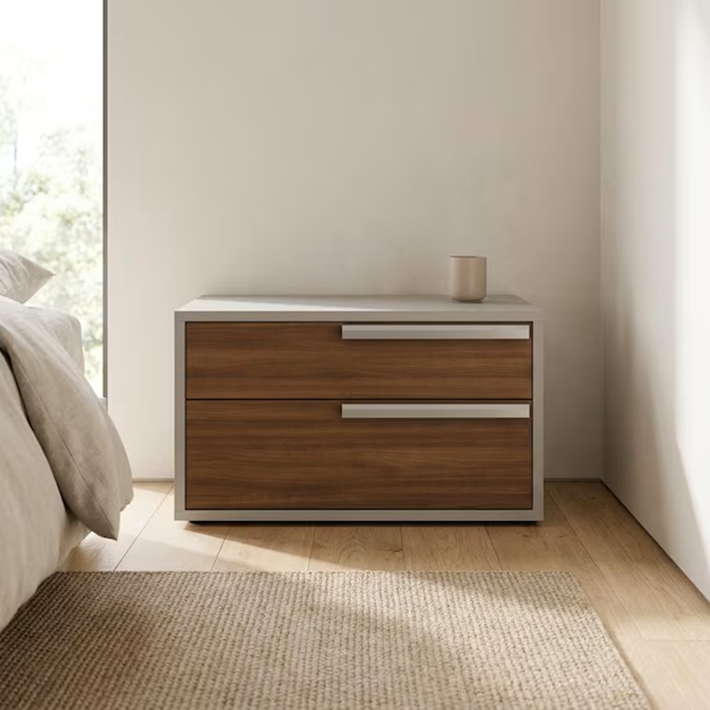 casabianca home carter right nightstand in walnut-taupe matte
