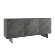 Casabianca Home Buffet in Gray Marbled Porcelain With Storage