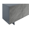 Casabianca Home Buffet in Gray Marbled Porcelain With Storage
