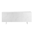 Casabianca Home Buffet in White Marbled Porcelain With Storage
