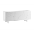 Casabianca Home Buffet in White Marbled Porcelain With Storage