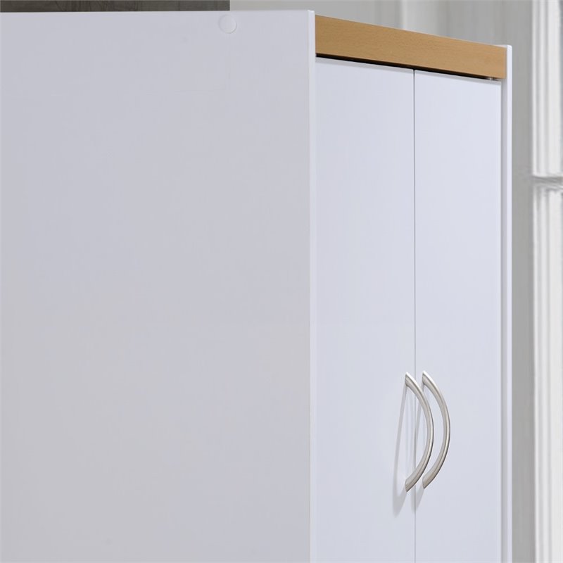 Hodedah 4 Door Kitchen Pantry with 4 Shelves 5 Compartments in White Wood