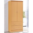 Hodedah 2 Door Armoire with 2 Drawers and Clothing Rod in Beige Wood