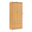 Hodedah 2 Door Armoire with 2 Drawers and Clothing Rod in Beige Wood