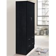 Hodedah 2 Door Armoire with 2 Drawers and Clothing Rod in Black Wood