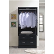 Hodedah 2 Door Armoire with 2 Drawers and Clothing Rod in Black Wood