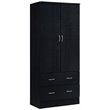 Hodedah 2 Door Armoire with 2 Drawers and Clothing Rod in Black Wood