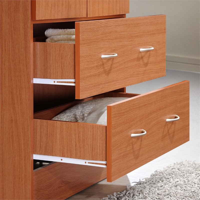 Hodedah 2 Door Armoire with 2 Drawers and Clothing Rod in Cherry Wood