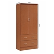 Hodedah 2 Door Armoire with 2 Drawers and Clothing Rod in Cherry Wood