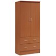 Hodedah 2 Door Armoire with 2 Drawers and Clothing Rod in Cherry Wood