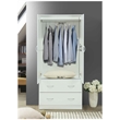 Hodedah 2 Door Armoire with 2 Drawers and Clothing Rod in White Wood