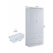 Hodedah 2 Door Armoire with 2 Drawers and Clothing Rod in White Wood