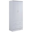 Hodedah 2 Door Armoire with 2 Drawers and Clothing Rod in White Wood