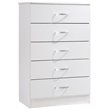 Hodedah Five Drawer Contemporary Wooden Chest in White Finish