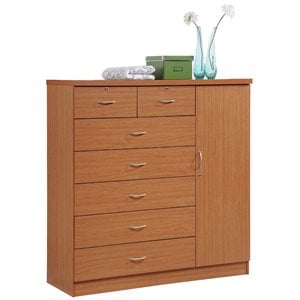 Hodedah 7 Drawer Chest with Locks on 2 Drawers and 1 Door in Cherry Wood