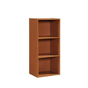 Hodedah Three Shelf Versatil Wooden Bookcase in Cherry Finish