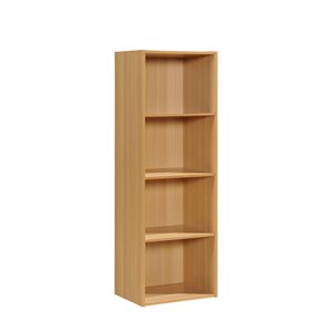 Hodedah Four Shelf Multi-Purpose Wooden Bookcase in Beige Finish