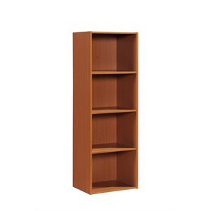 Hodedah Four Shelf Multi-Purpose Wooden Bookcase in Cherry Finish