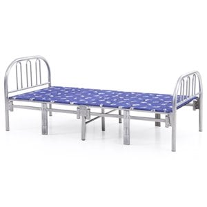 Hodedah Folding Bed with Headboard-Footboard and Metal Frame in Silver Finish