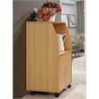 Hodedah Modern Wooden Microwave Kitchen Cart in Beige Finish