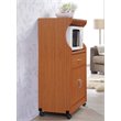 Hodedah Microwave Contemporary Wooden Kitchen Cart in Cherry Finish