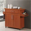 Hodedah Kitchen Island with Spice Rack plus Towel Holder in Cherry Wood