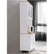 Hodedah Kitchen Cabinet with Top and Bottom Enclosed Cabinet Space in White Wood