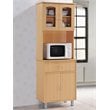 Hodedah Kitchen China with 4-Door 1-Drawer and Microwave Space in Beige Wood