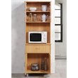 Hodedah Kitchen China with 4-Door 1-Drawer and Microwave Space in Beige Wood
