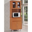 Hodedah Kitchen China with 4-Door 1-Drawer and Microwave Space in Cherry Wood