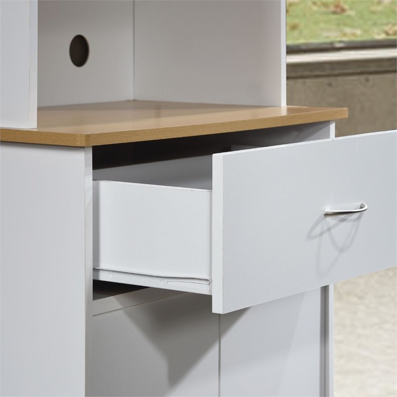 Hodedah Kitchen China with 4-Door 1-Drawer and Microwave Space in White Wood