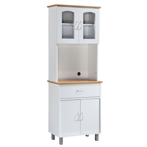 Hodedah Kitchen China with 4-Door 1-Drawer and Microwave Space in White Wood