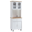 Hodedah Kitchen China with 4-Door 1-Drawer and Microwave Space in White Wood