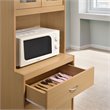 Hodedah Kitchen Cabinet with 1 Drawer plus Space for Microwave in Beige Wood