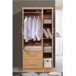 Hodedah 3 Door Armoire with 2 Drawers 3 Shelves in Beige Wood