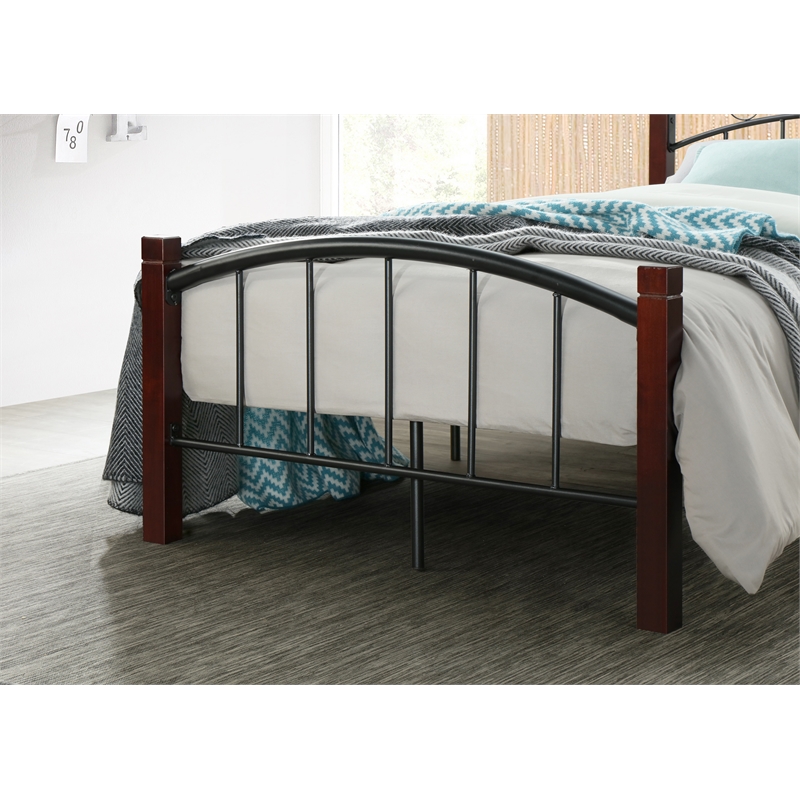 Hodedah Complete Metal Platform Bed with Headboard Footboard Twin Size in Black