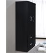 Hodedah 3 Door Armoire with 2 Drawers 3 Shelves in Black Wood