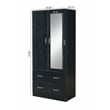 Hodedah 2 Door Armoire with 2 Drawers and Clothing Rod plus Mirror in Black Wood