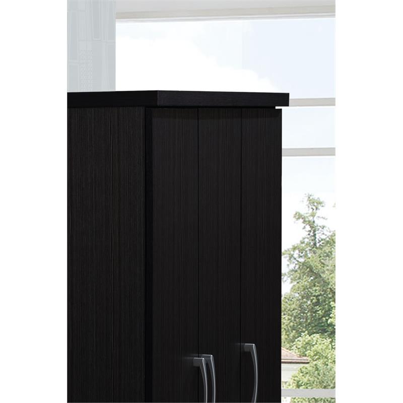 Hodedah 3 Door Armoire with 2 Drawers 3 Shelves in Chocolate Wood