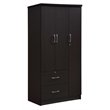 Hodedah 3 Door Armoire with 2 Drawers 3 Shelves in Chocolate Wood