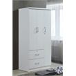 Hodedah 3 Door Armoire with 2 Drawers 3 Shelves in White Wood