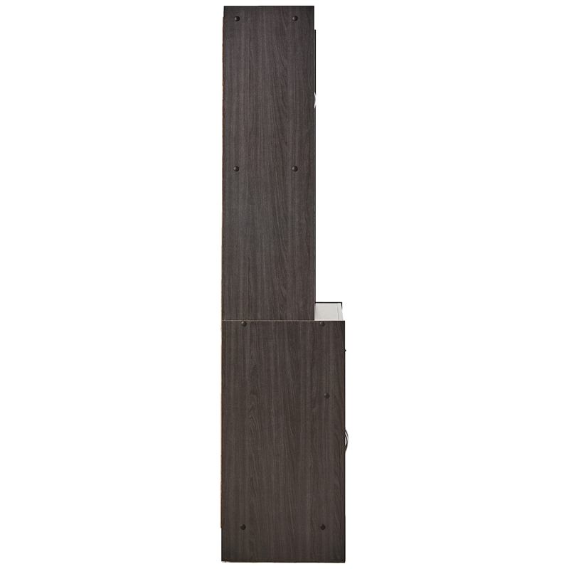 Hodedah Kitchen Cabinet 1 Drawer and Space for Microwave in Black-Beige Wood