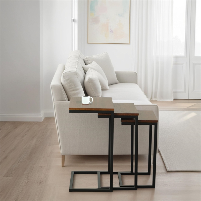Carolina Classics Astrid Nesting Table Set in Chestnut and Black