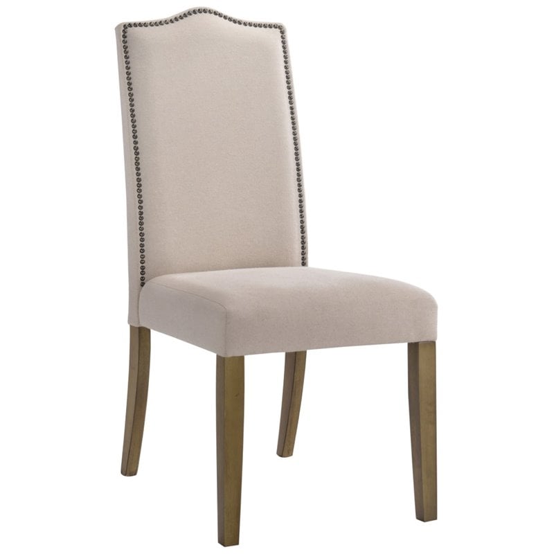 Carolina Classics Romero Nail head Parson Chair Harvest Oak with Linen