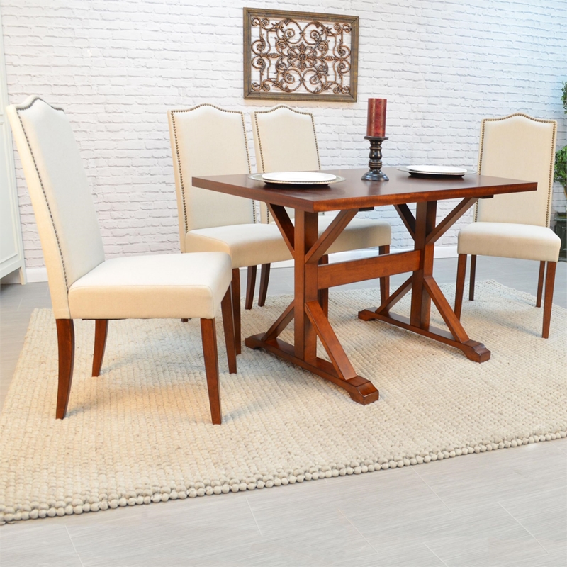 Carolina Classics Romero Nail head Parson Chair Chestnut with Linen