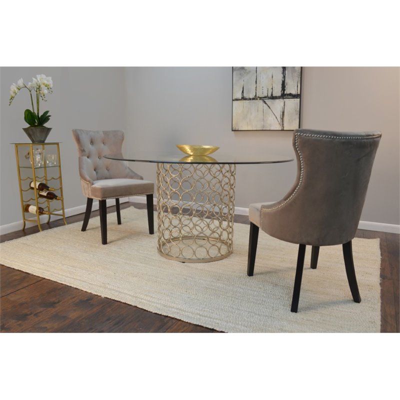 Carolina Classics Julia Tufted Back Upholstered Dining Chair Espresso/Gray (2)