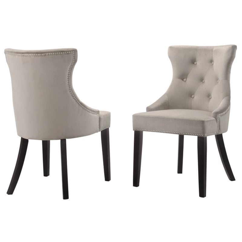 Carolina Classics Julia Tufted Back Upholstered Dining Chair Espresso/Gray (2)