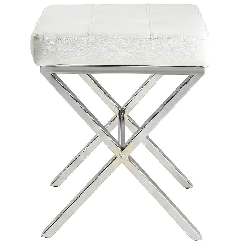 Carolina Classics Elisabetta Vanity Bench White/Chrome